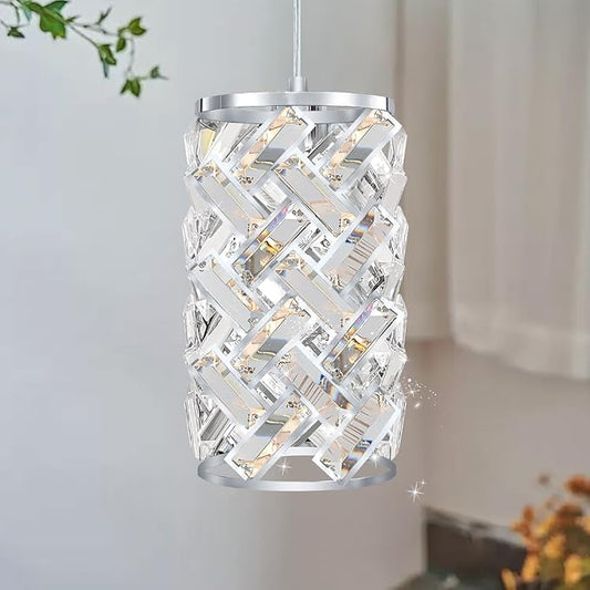 CATINER Modern Chrome Pendant Lighting, Mini Crystal Chandelier, Adjustable Pendant Light Fixture for Kitchen Island, Dining Room, Bedroom