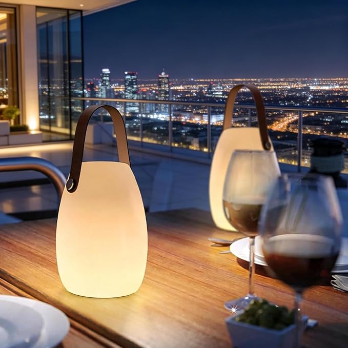 uuffoo 2 Pack Rechargeable Portable Table Lamp, Cordless RGB Lantern with Remote, Decorative LED Night Light, IP44 Waterproof Indoor Outdoor Lamp for Bedroom Patio Garden Wedding Party
