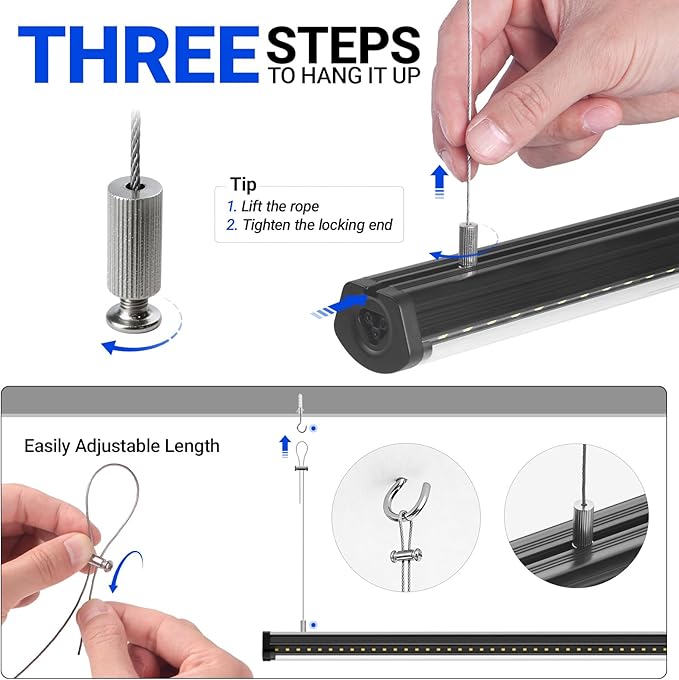 Barrina T8 LED Shop Lights 8FT, 140W 17000LM 5000K, U-Shaped 3 Rows LED Garage Lights, Linkable, Hanging & Flush Mount, 8 Foot Commercial LED Shop Lights for Garage, Workshop, Kitchen, 10 Packs, Black