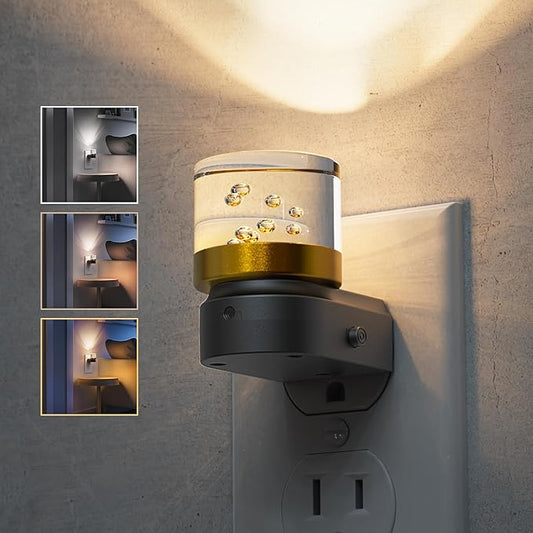 L LOHAS LED Night Lights Plug into Wall, 3000K/4000k/5000K Adjustable Color Temperature Bubble Night Light, Dusk to Dawn Sensor for Hallway, Bathroom, Rooms