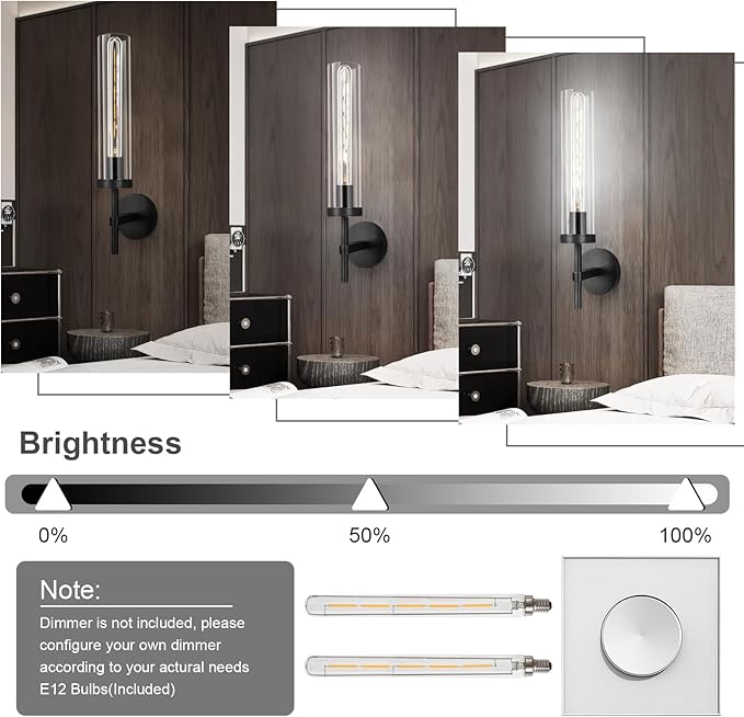 Brass Wall Sconces Set of Two with White Lights, 19.5'' Brushed Brass Knurled Bathroom Vanity Light Fixture with Clear Glass for Living Room Mirror Bedroom Stairs