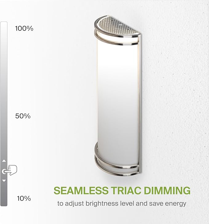 ASD LED Indoor Wall Mount Light Fixture - 18 Inch 25W Modern Interior Nickel Dimmable Wall Sconce Light - ETL 3000K 4000K 5000K Adjustable - Hallway, Bedroom LED Wall Lights