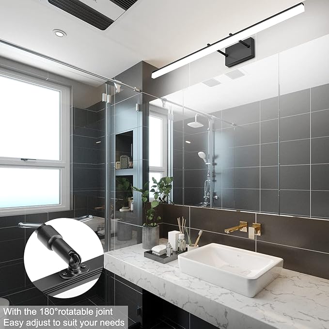 Aipsun Modern LED Vanity Light Adjustable Bathroom Light Fixtures Over Mirror Rotatable Vanity Lighting 5500K 40 inch Black
