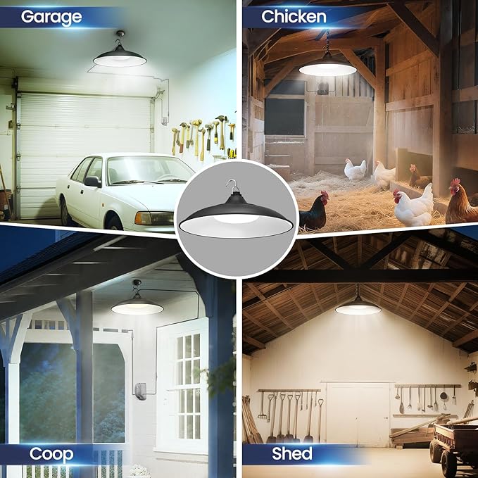 Solar Shed Lights Indoor Outdoor, 3200LM Motion Sensor Pendant Light Daytime Available with Remote & Button Control, IP65 Waterproof 4 Lighting Modes for Barn Garage Gazebo Chicken Coop Shop - 1 Pack