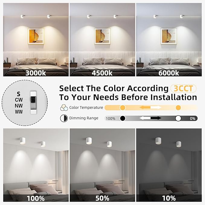 OKELI White Flush Mount Ceiling Light Fixtures for Hallway Entryway, 20W 1800LM 3000K-6000K Dimmable Close to Ceiling-Lighting, Modern LED Cylinder Ceiling-Lamps for Dining Room Living Room, 3Pack