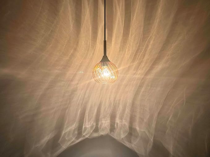 1 Light Pendant Ceiling Light Hanging Modern Farmhouse Indoor Fixture 6" Gold Textured Glass Black Finish Dinning Over Sink Kitchen Island