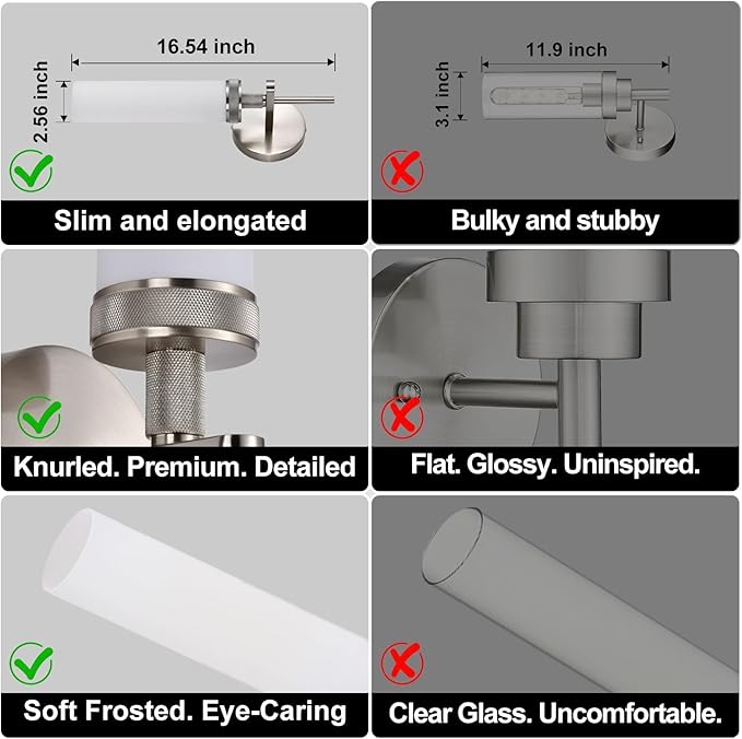LaLuLa Wall Sconce Set of 2, Brushed Nickel Vanity Light for Bathroom, Knurled Detail, Frosted Glass Cylinder Shade, E26 Base, Hardwired, Up or Down Mount, for Hallway, Bedroom, Living Room