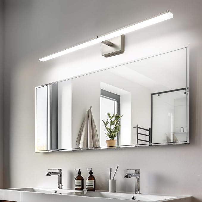 ZUZITO 40 Inch Modern Vanity Light for Bathroom Brushed Nickel Over Cabinet Arm Extra Wide LED Bar 6000K Daylight
