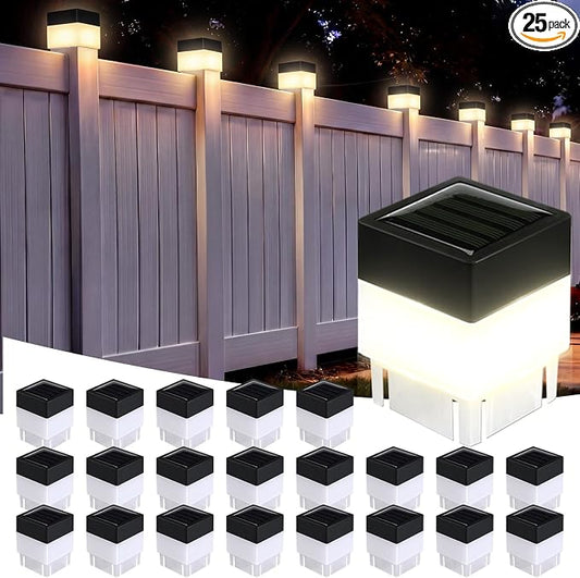 Tujoe Solar Post Cap Lights Fence Post Solar Lights 2in x 2in (5cm x 5cm)(Warm Yellow,30 Pack)