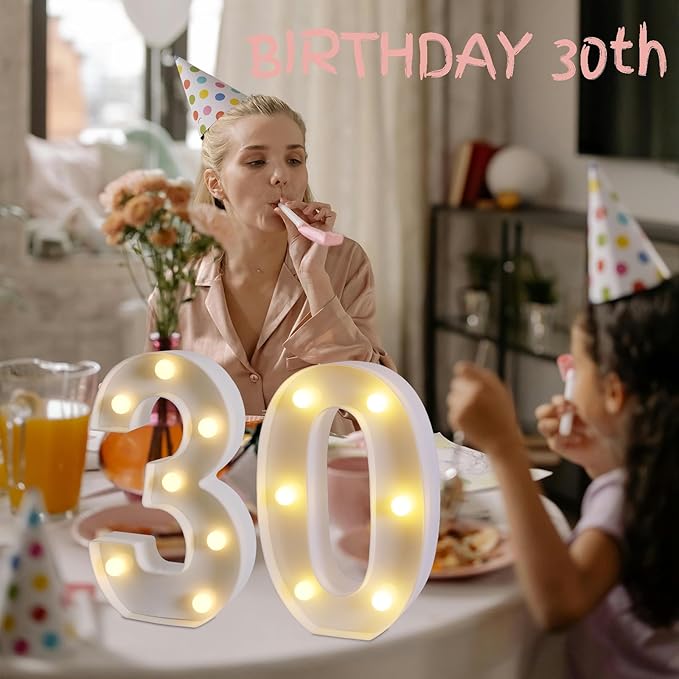 LED Marquee Numbers, Small Light Up Numbers for Party, 8.58 Inch Battery Powered Lighted Number for Birthday, Night Light, Table or Home Decor (Number 3)