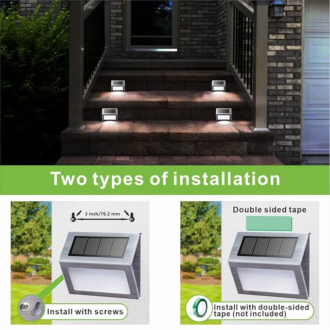 XLUX Solar Powered Lights for Deck Steps Stairs Fences Pathway Path, LED lamp, Outdoor Waterproof, White Light 12 Pack
