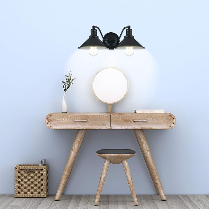 2-Light Bathroom Vanity Light Wall Sconce Industrial Kitchen Bathroom Farmhouse Wall Lighting Oil Rubbed Black Finish Rustic Wall Lamp