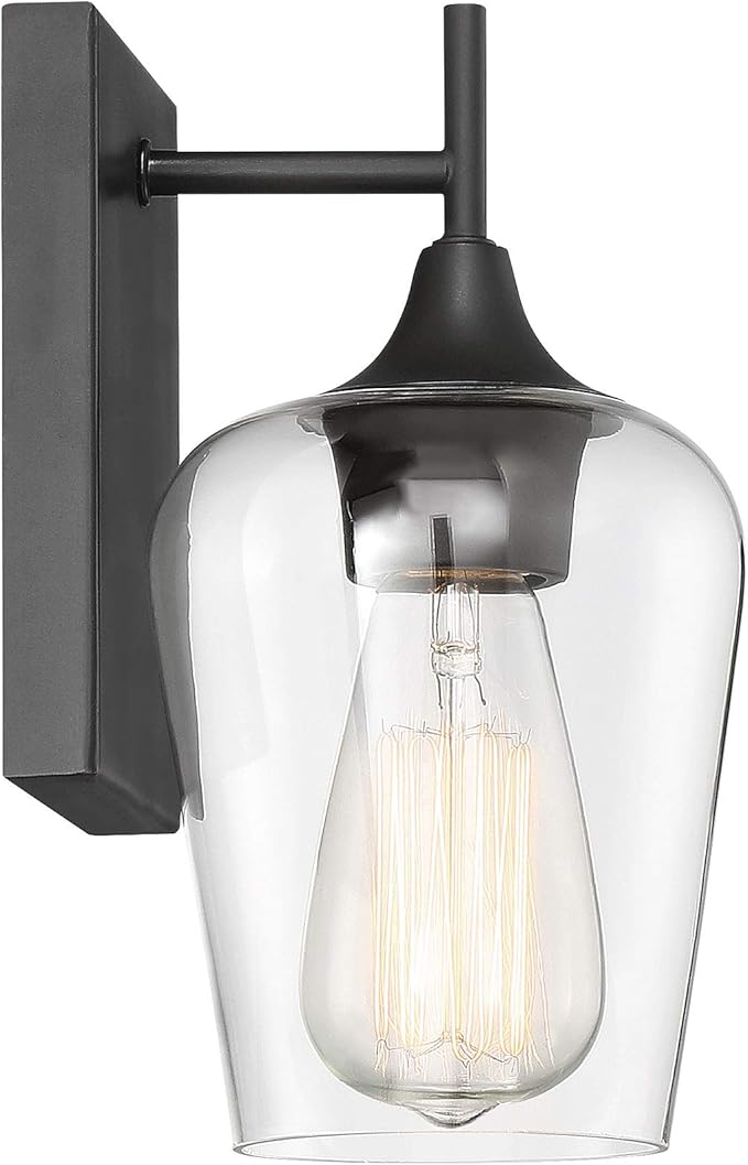 Savoy Essentials 9-4030-1-13 Octave Bohemian Clear Glass Wall Sconce, 1-Light 60 Watt, 10" H x 5" W, English Bronze