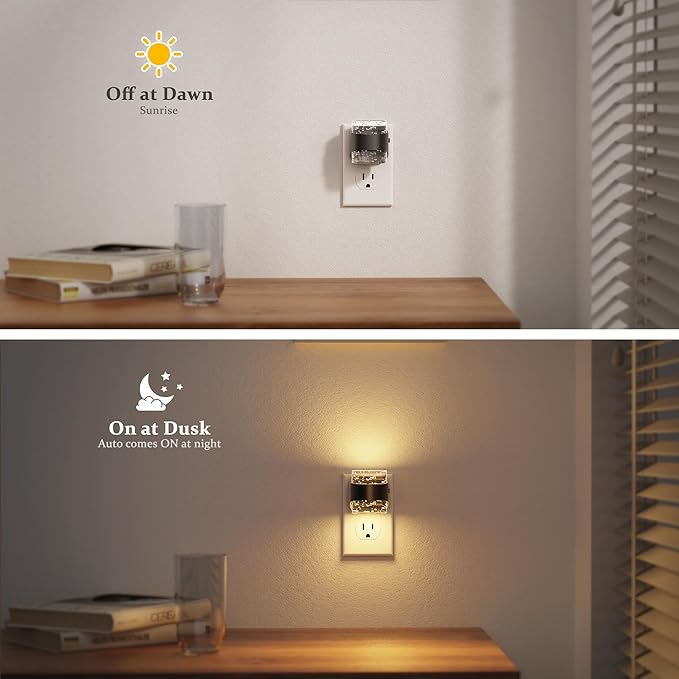 JandCase LED Night Light, Bubble Night Lights Plug into Wall, [4 Pack] Night Light 3000K/4000K/5000K & 3 Brightness Levels, Dimmable Nightlight with Dusk to Dawn Sensor for Bathroom Hallway Bedroom