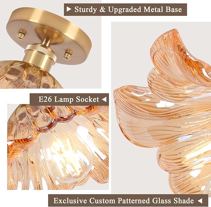 Semi Flush Mount Ceiling Light,Hallway Vintage Lights E26 Fixture Ceiling Green 11" Vintage Light Fixtures for Closet Hallway Kitchen Dining Room