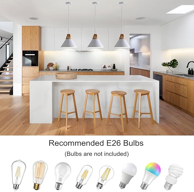 Modern Pendant Lights Kitchen Island,Solid Wood Matte White Ceiling Hanging Lamp,Pendant Lighting for Dining Room Coffee Bar (White-2 Pack)