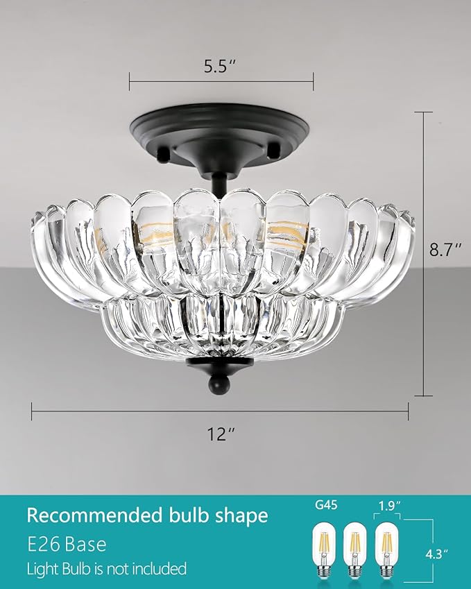 Modern Glass Ceiling Lights, Suitable for Kitchens, Living Rooms, bedrooms, bathrooms, and hallways.
