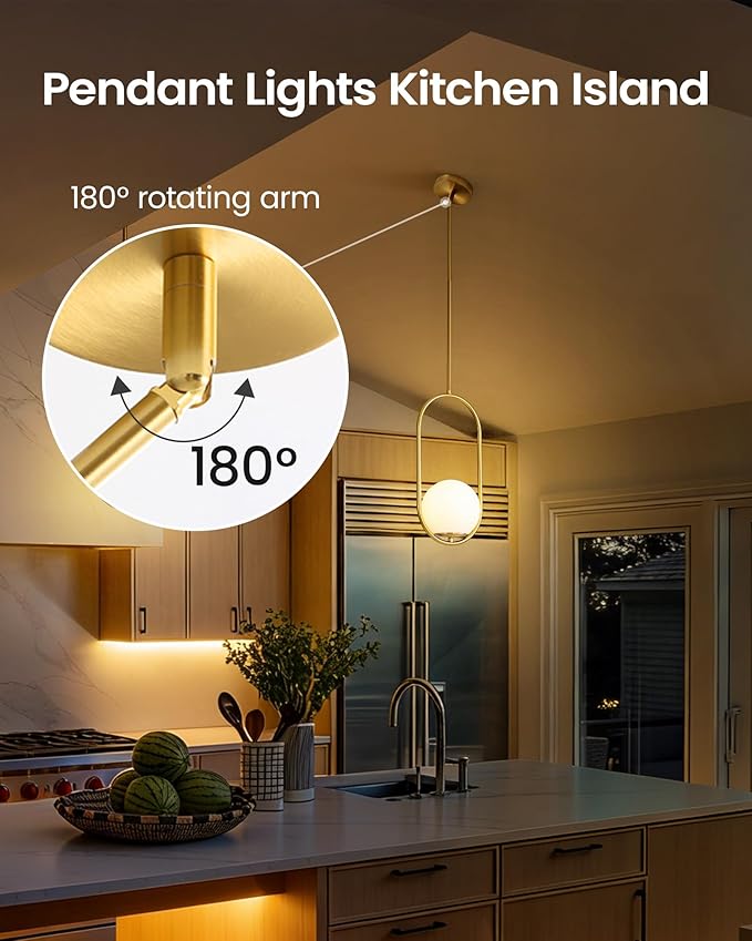 Yunnix Pendant Lights Kitchen Island, Pendant Light Fixtures, 2 Pack Modern Gold Globe Glass Pendant Lighting, Brass Mid Century Chandelier One Light for Bathroom Bedroom Dining Room