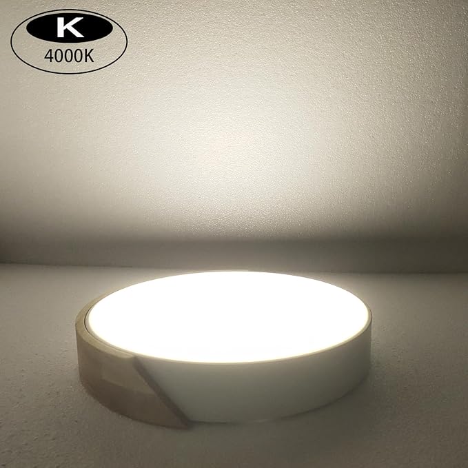 LED Ceiling Lights, 12 Inch Modern Flush Mount Lighting Fixture,Round Shaped Wood Ceiling Lighting,White,30W,4000K Nautral Light