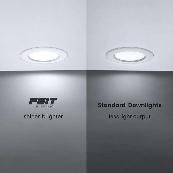 Feit Electric 4" LED Canless Recessed Downlight with Night Light Mode and Integrated J-Box, 75W EQ, Dimmable, 5CCT Selectable White, 90 CRI, 850 Lumens, 45-Year Lifetime, LEDR4XT/HO/NL5CCTCA4, 4 Pack