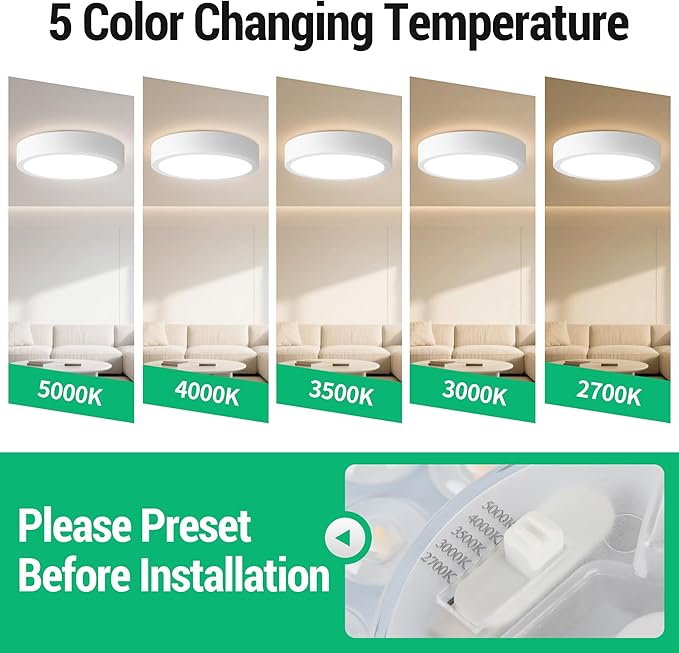 11" Modern LED Ceiling Light, White Flush Mount Ceiling with 5CCT 2700K-5000K, Dimmable LED Light Fixtures Ceiling Mount for Kitchen Bathroom Bedroom Hallway, 2 Packs