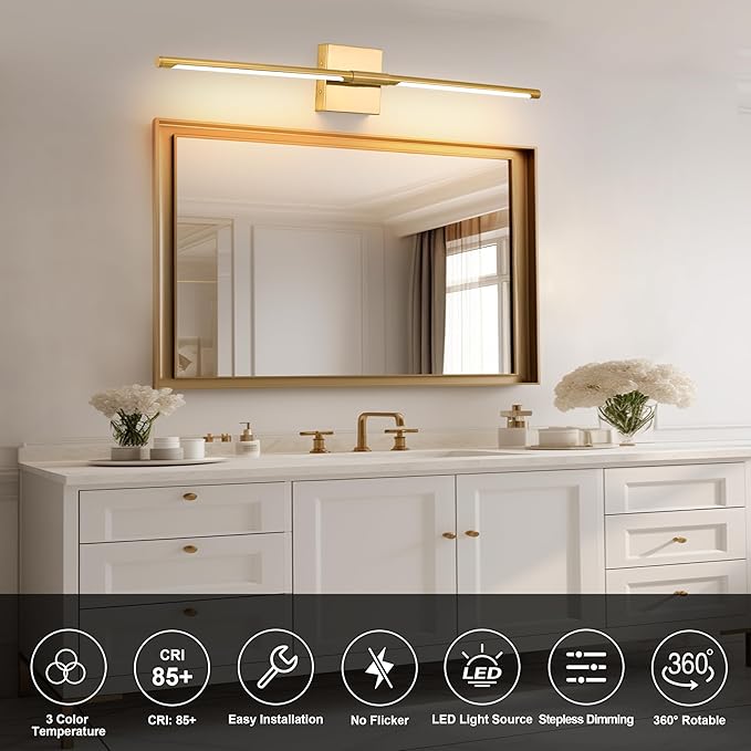 Morauroral 36 Inch Battery Operated Wall Sconces Set of 2, Dimmable Battery Wall Sconce with Remote Control, Gold LED Rechargeable Sconces, Modern Wireless Wall Lights for Bedroom, Living Room