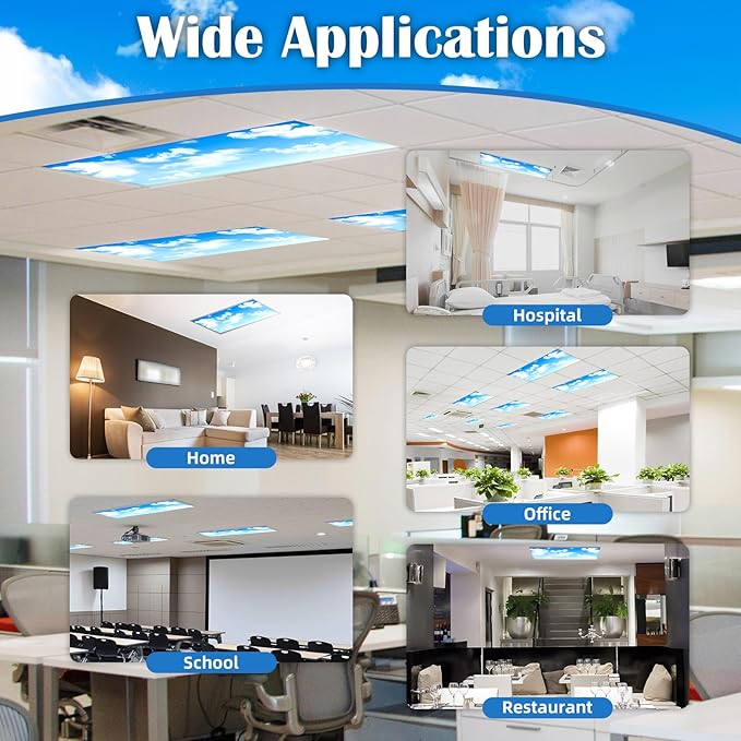 ANGSYLTH 8 Pcs Fluorescent Light Covers - 4 x 2 Feet Covers for Ceiling Lights, 8 x 10 Magnetic Light Filters for Classroom, Office, Hospitals
