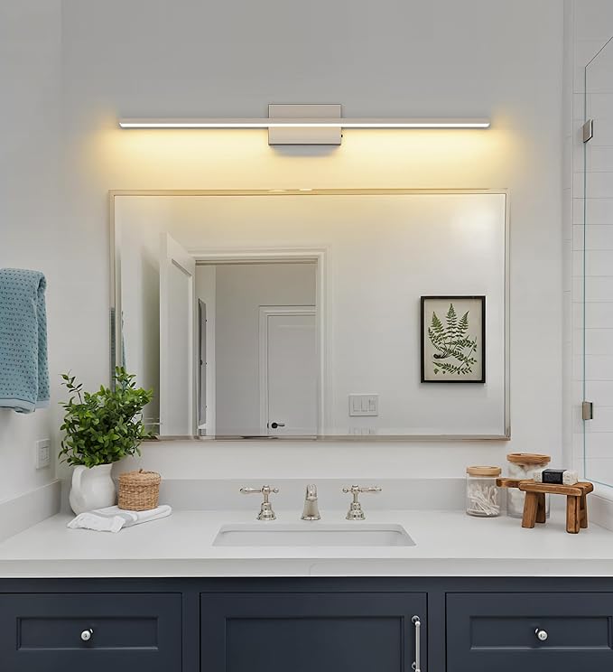 JUSHENG Brushed Nickel Vanity Lights 5CCT Dimmable Vanity Light Bar LED Bathroom Light Fixtures 39.37'' Inch 36W