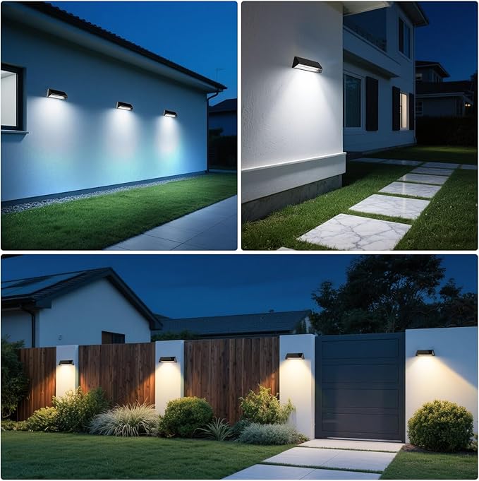 4 Packs Solar Fence Lights Outdoor with 3 Lighting Modes, 100Lumens Waterproof Solar Powered Fence Lights, 1500mAh Battery Fence Solar Light Powered for Patio, Railing, Wall