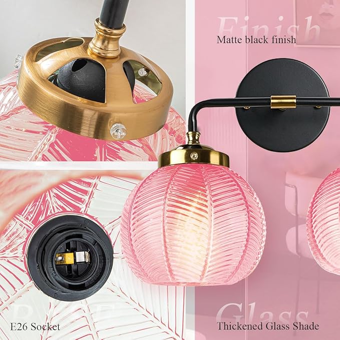 Modern Vanity Light Pink Bathroom Decor Black Bathroom Light fixtures Indoor Wall Sconce Vanity Lights Over Mirror Wall Mount Lights Vintage Gold Sconces Farmhouse Lighting Fixture