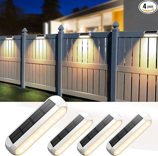 Ahaorigin Solar Outdoor Lights 4 Pack, Bright Fence Lights with Multi-Color Changing & Warm White Mode, Upgraded Solar Step Lights Outdoor Waterproof for Garden Deck Post Stair Yard and Wall