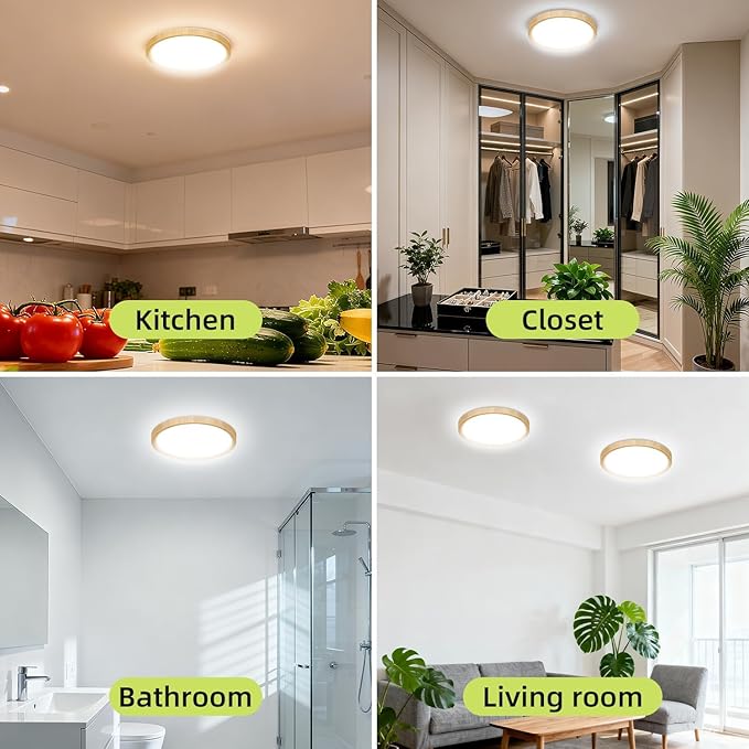 hepside 4PACK Flush Mount LED Ceiling Light Fixture 5CCT 7Inch 15W & 100W Equivalent Closet Light Fixture,Small Round Slim Surface Ceiling Lamp for Hallway,Bathroom,Bedroom,Kitchen,Interior