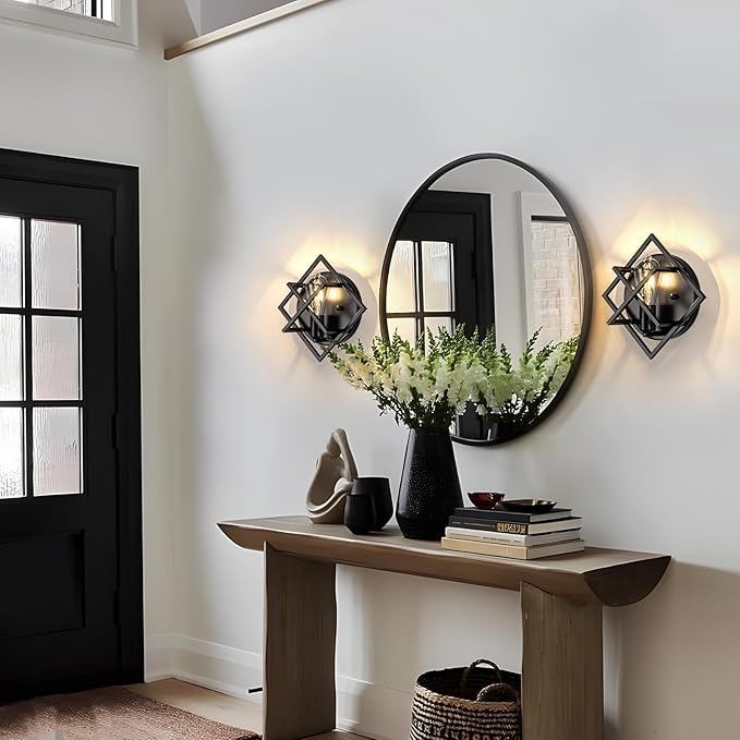 Farmhouse Wall Sconce with Black Finish,Rustic Wall Sconces Indoor Wall Light Fixtures 11.3in for Stairway, Living Room, Bedroom, Bathroom (1 Light,E26 Base, No Bulbs,1 Pack)