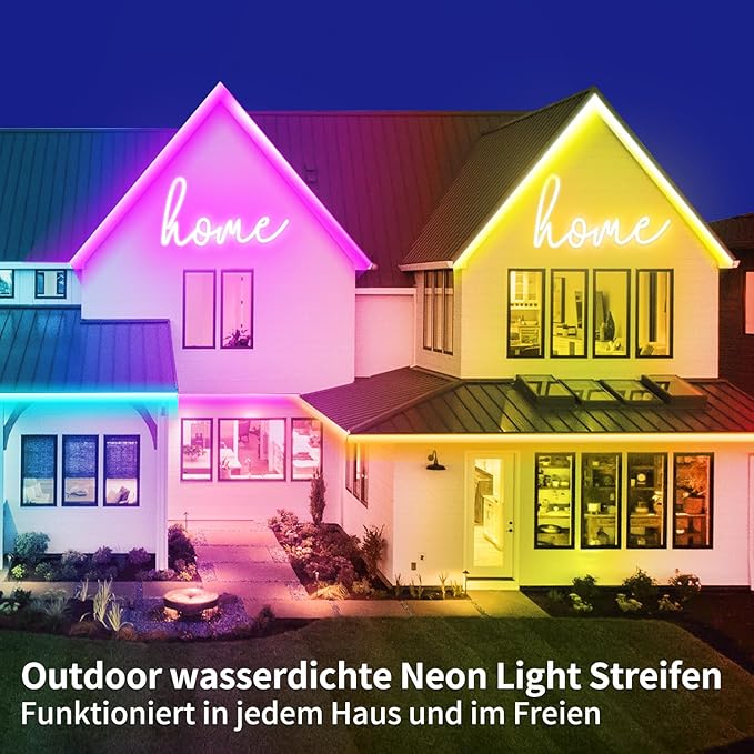 segrass 132FT Led Neon Rope Lights Control with App/Remote,Flexible Led Rope Lights,Multiple Modes,IP65 Outdoor RGB Neon Lights Waterproof,Music Sync Gaming Led Neon Strip Lights for Bedroom Décor