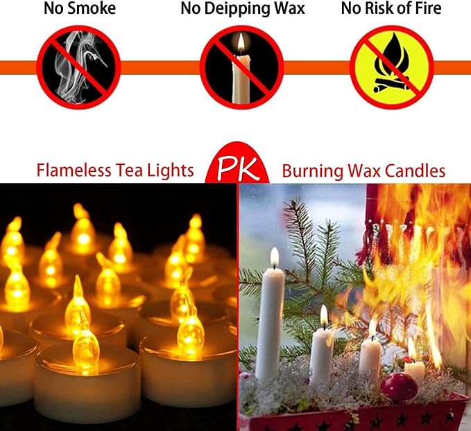 Flameless Tea Lights Candles,150Pack Battery Operated Led Electric Candle,Realistic Flickering Votive Fake Tealight,Long Lasting 200+Hours Warm Yellow Lamp,for Wedding Party Home Decoration