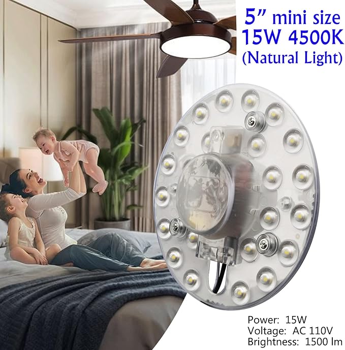 15W LED Light Kit Replacement for Flush Mount Ceiling Fan Light,LED Engine Retrofit Board Panel,4500K