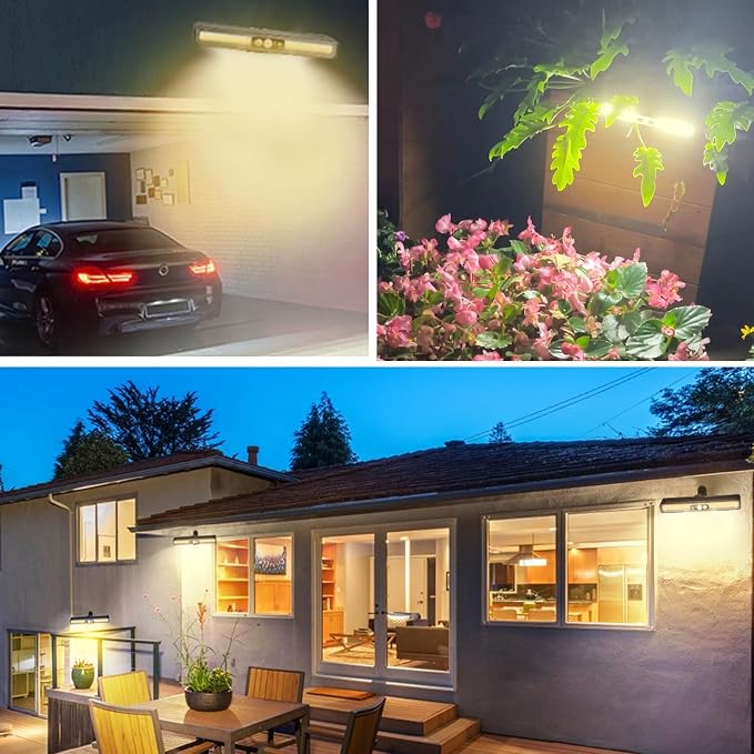 Clip On Solar Motion Lights Outdoor Waterproof, 4 Pack Motion Sensor Outdoor Lights with 36 LEDs, 3000K, Portable Solar Powered Security Light for Fence Garage Camping(Black)