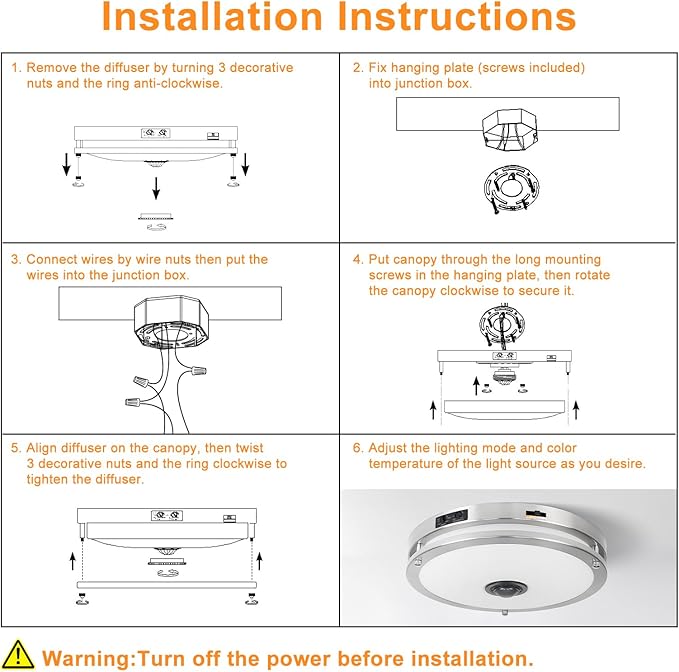 24W LED Motion Sensor Outdoor Ceiling Light, 12IN 2700K/3000K/3500K/4000K/5000K Adjustable Ceiling Lights, Dusk to Dawn Flush Mount LED Ceiling Light Fixture for Porch, Garage, Nickel