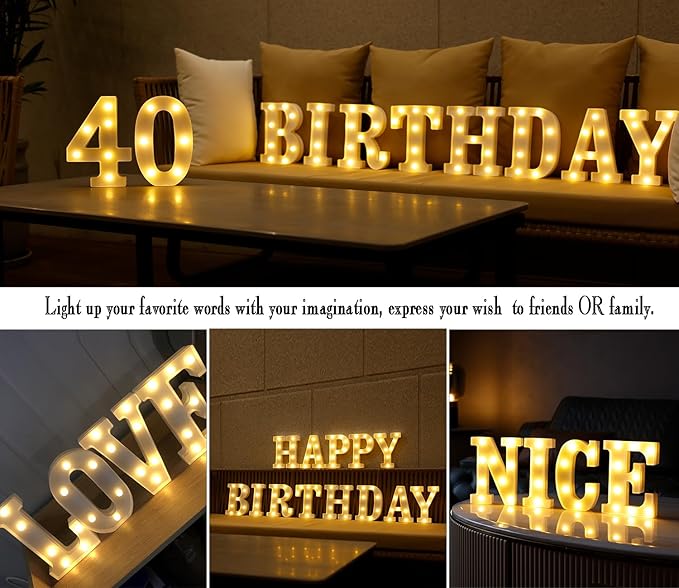 LED Marquee Numbers, Small Light Up Numbers for Party, 8.58 Inch Battery Powered Lighted Number for Birthday, Night Light, Table or Home Decor (Number 4)
