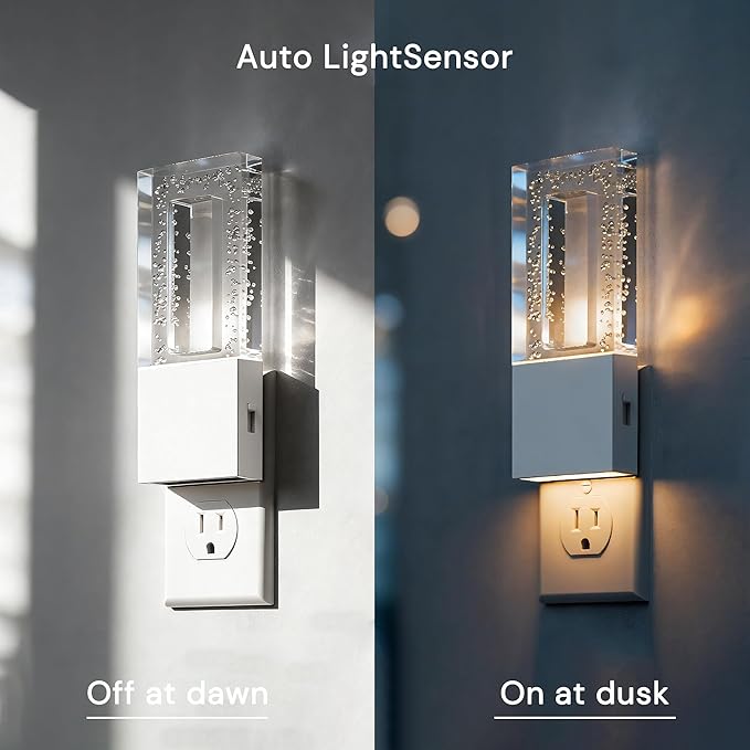 L LOHAS LED Night Light Plug in, Foldable Night Lights Plug into Wall, Portable LED Nightlight with Dusk to Dawn Sensor, Dimmable 0-100LM White Nightlights for Travel, Hotel, Bathroom, Hallway, Gift