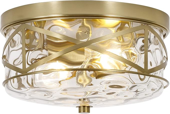 LamQee 2-Light Flush Mount Ceiling Light Farmhouse Kitchen Island Ceiling Light with Bubble Glass Close to Ceiling Light Fixture for Living Room Bedroom Foyer Hallway