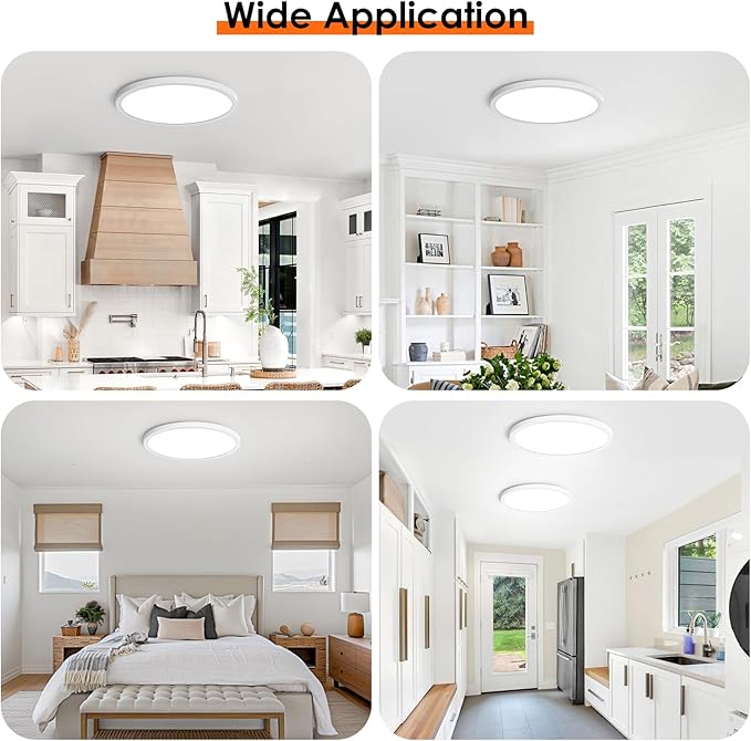 Brightever 12 Inch 12 Pack LED Flush Mount Ceiling Light Fixtures, 3200LM 28W, 5000K Daylight White, 0.67 Inch Ultra Thin Surface Mount LED Ceiling Lights for Bathroom, Living Room, Porch