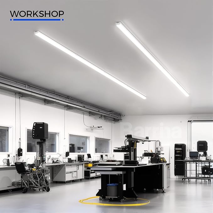 Barrina LED Shop Lights for Workshop 4FT, 5000K Daylight White, 45W, 5000LM, Hidden Wiring, Linkable 4FT Light Fixture Cord with ON/Off, Frosted Cover, LED Ceiling Light for Garage, Kitchen, 2 Packs