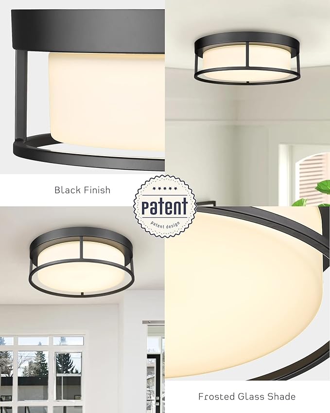 CALDION 3Pack 12 inch Flush Mount LED Ceiling Light Fixture, 3000K Dimmable, 24W 950 Lumens, Round Close to Ceiling Lights for Bedroom Kitchen Hallway or Stairwell