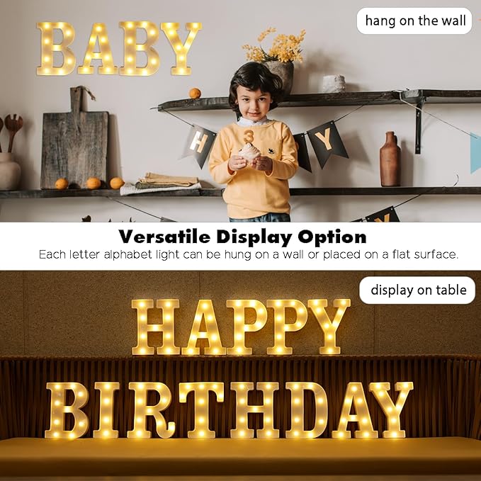 DyingSwan Small Led Marquee Letters, Light Up Letters, 8.58 Inch Led Letter Lights, Battery Powered Lighted Sign for Table, Party, Birthday, Christmas Decor (Letter P)