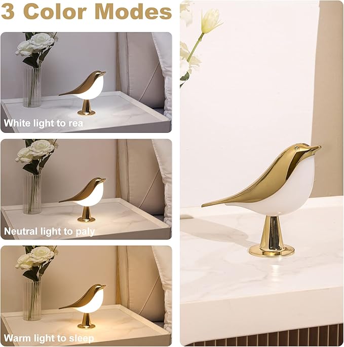 Bedside Lamps Bird Lamp Bird Decorations for The Home Small Lamps for Small Spaces Night Light for Kids ABS Plastic Cute Lamp for Bedroom, Living Room, Kitchen, Outdoor, Office Decor