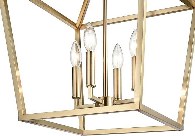 ML Lighting 3244-MG Transitional Four Light Pendant, Champ, Gld Leaf Finish, Modern Gold