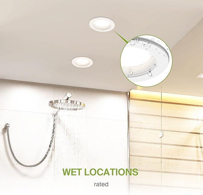 ASD 6 Pack 4 Inch Retrofit LED Recessed Light - 10W 2700K-5000K 849LM Retrofit LED Recessed Lighting 4 Inch, Dimmable Recessed Lights, Wet Rated Baffle Trim Can Lights, ETL, Energy Star