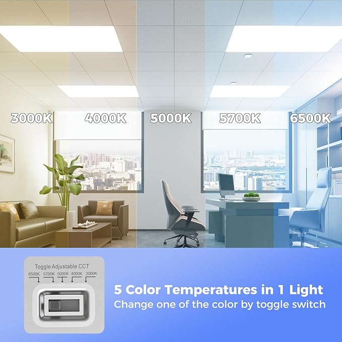 AIKVSXER 24 Pack 2x4 LED Flat Panel Light, Dimmable Recessed Drop Ceiling Light Fixture for Office Kitchen,9100LM,Switchable 5CCT 3000K/4000K/5000K/5700K/6500K, 5 Wattages 30W/40W/50W/60W/70W
