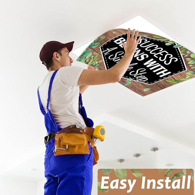 6 Pcs Fluorescent Light Covers with 60 Magnets Decorative for Classroom Ceiling Lights 4 x 2 Feet Magnetic Light Cover Filter Easy Install for Office Hospital Home Ceiling Supplies (Farmhouse)